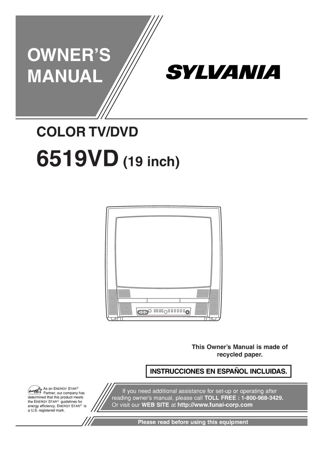 Sylvania 6519VD owner manual OWNER’S Manual 