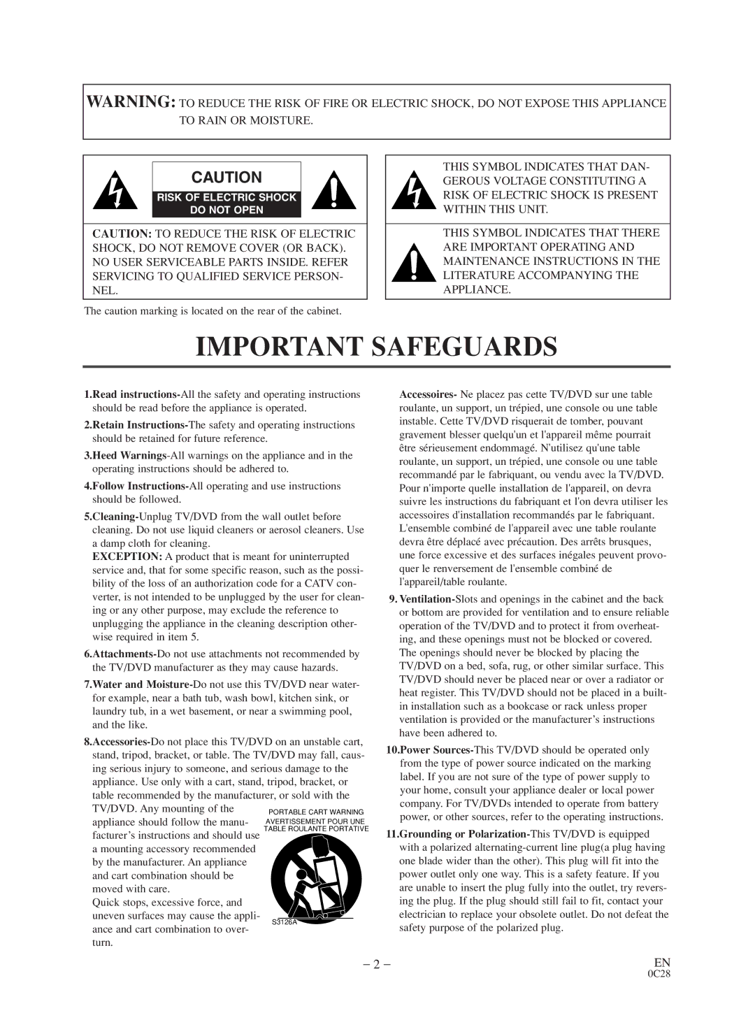 Sylvania 6519VD owner manual Important Safeguards 