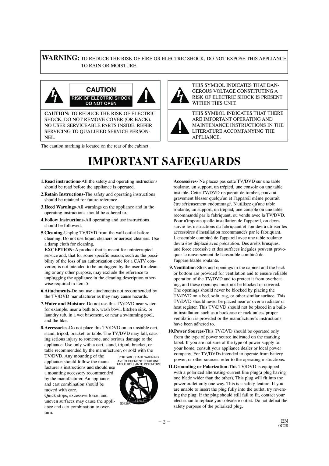 Sylvania 6520FDD owner manual Important Safeguards 