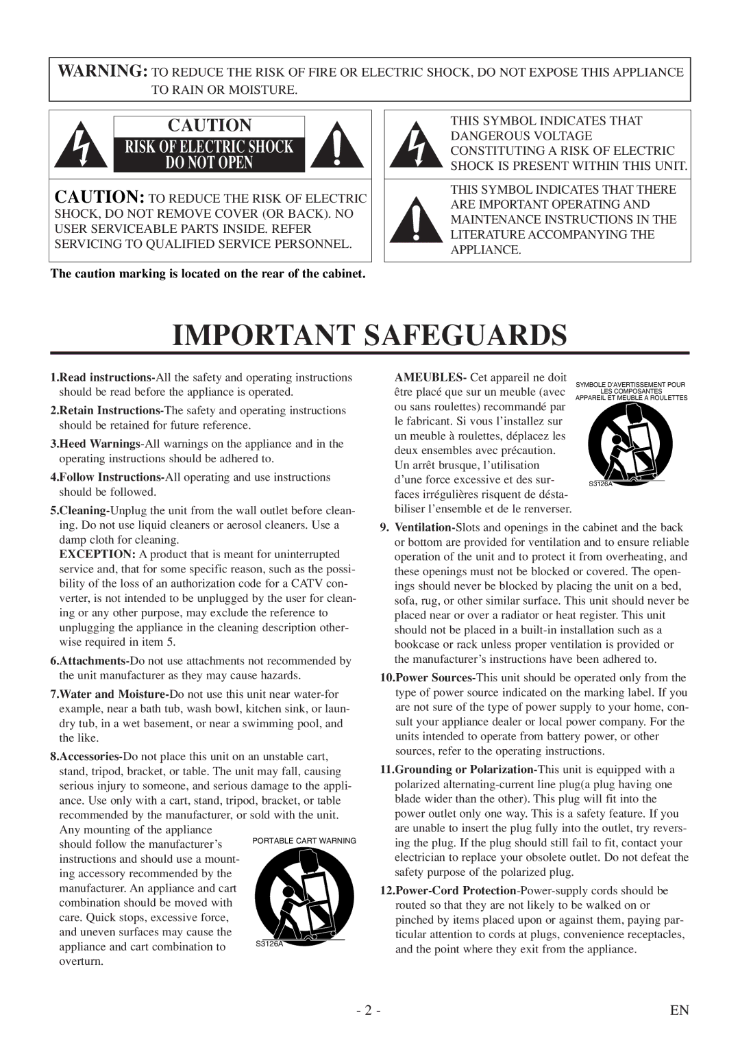 Sylvania 6520FDF owner manual Important Safeguards 