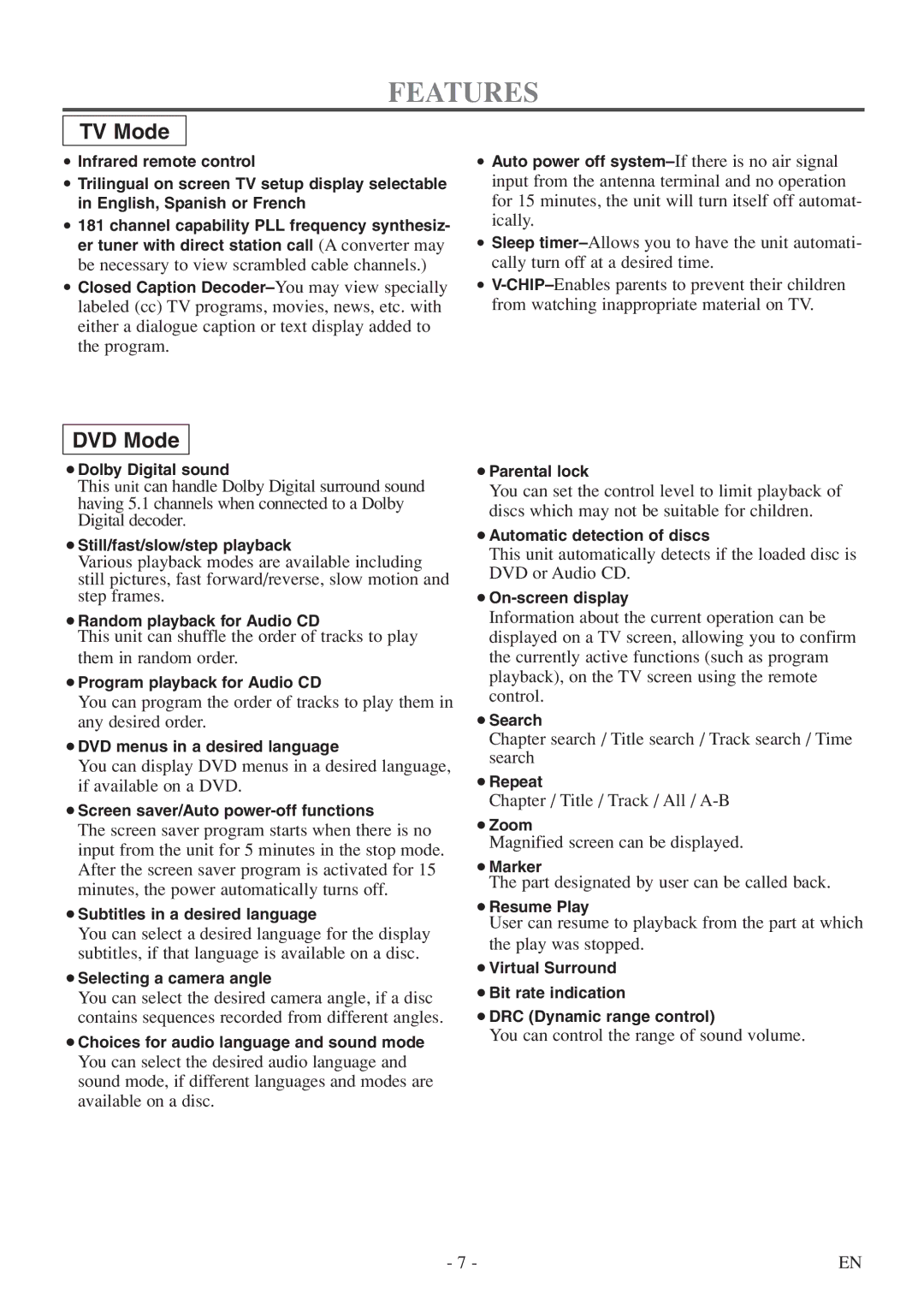 Sylvania 6520FDF owner manual Features 