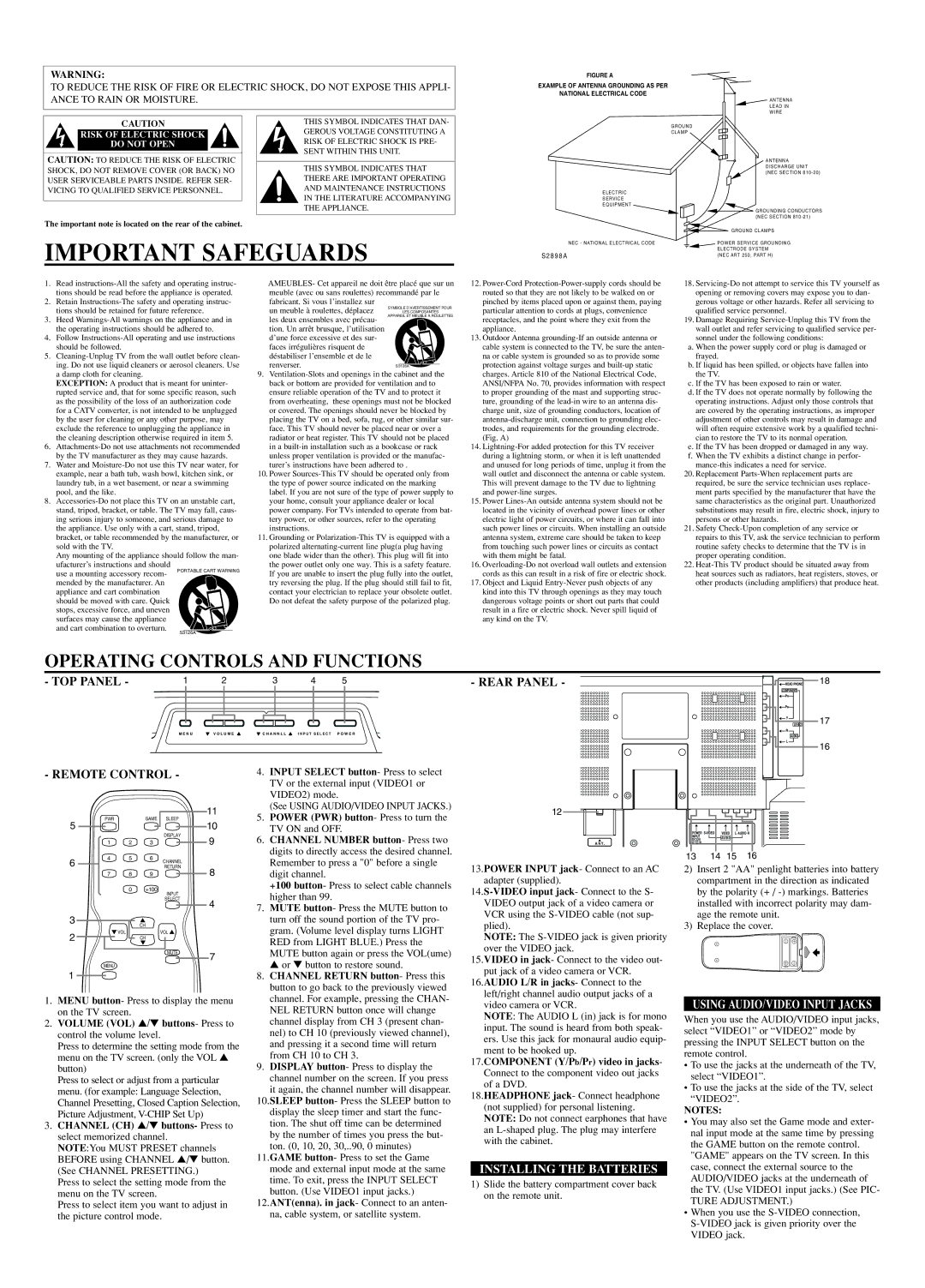 Sylvania 6613LD, 6615LD owner manual Installing the Batteries 