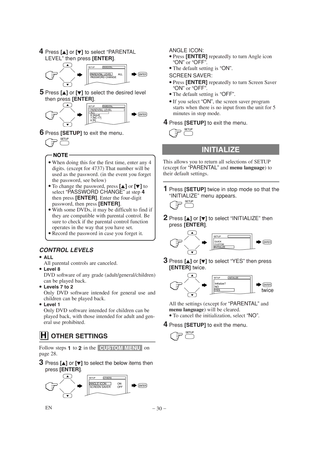 Sylvania 6615LDG owner manual Initialize, Other Settings 