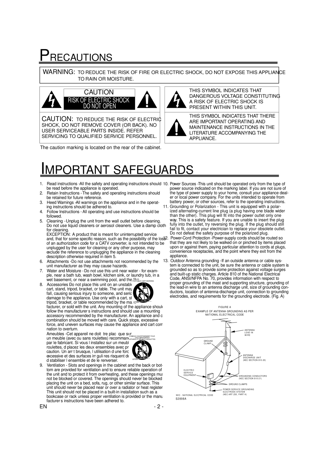 Sylvania 6620LDG owner manual Precautions, Risk of Electric Shock Do not Open 