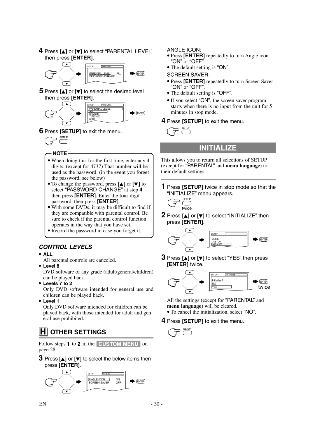 Sylvania 6620LDG owner manual Initialize, Other Settings 