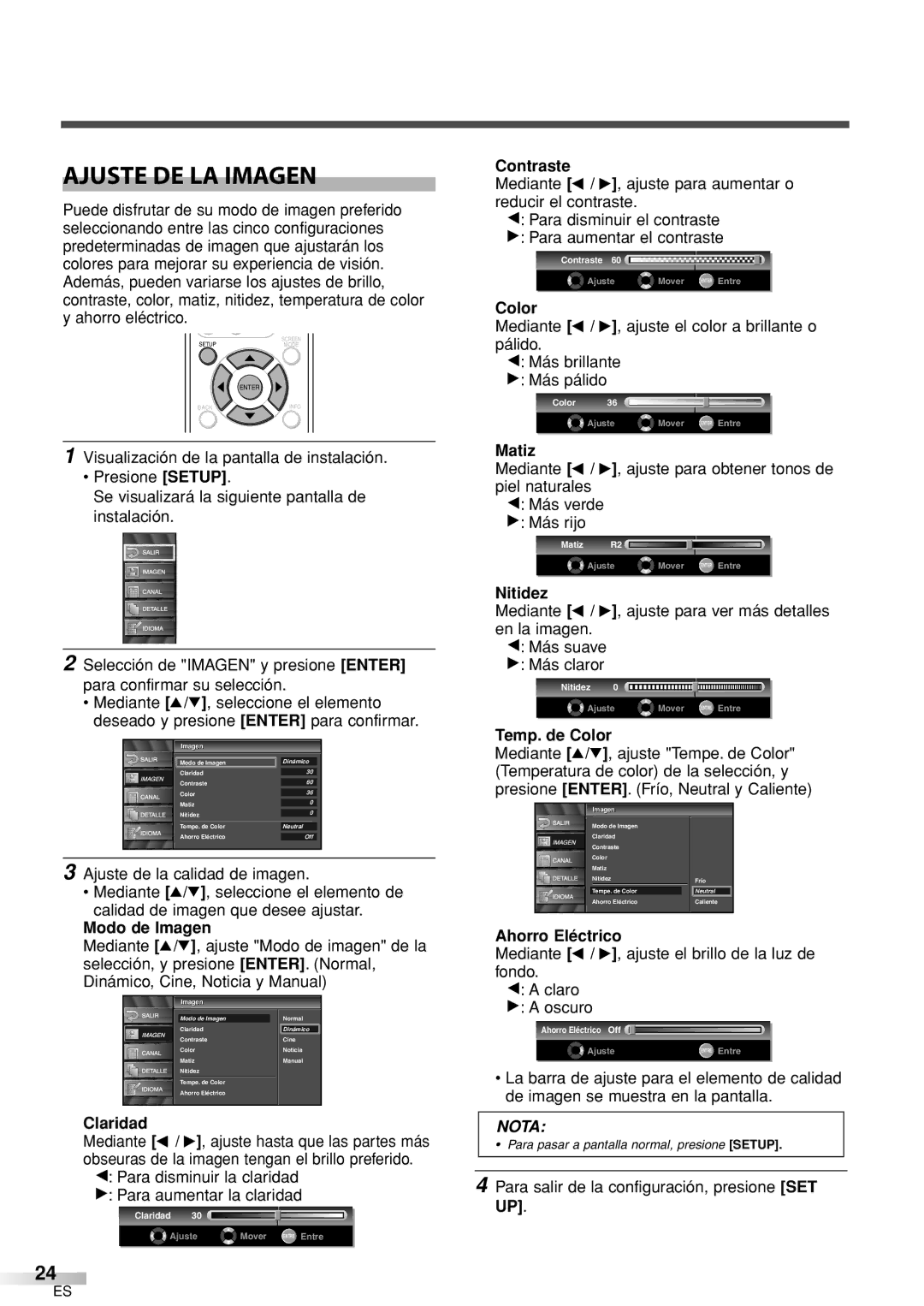 Sylvania 6626LCT owner manual Ajuste DE LA Imagen 