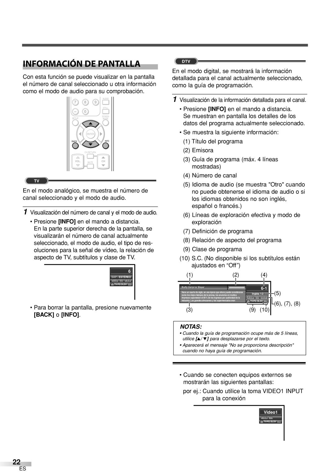 Sylvania 6626LCT owner manual Información DE Pantalla, Presione Info en el mando a distancia, Inglés 1/2 