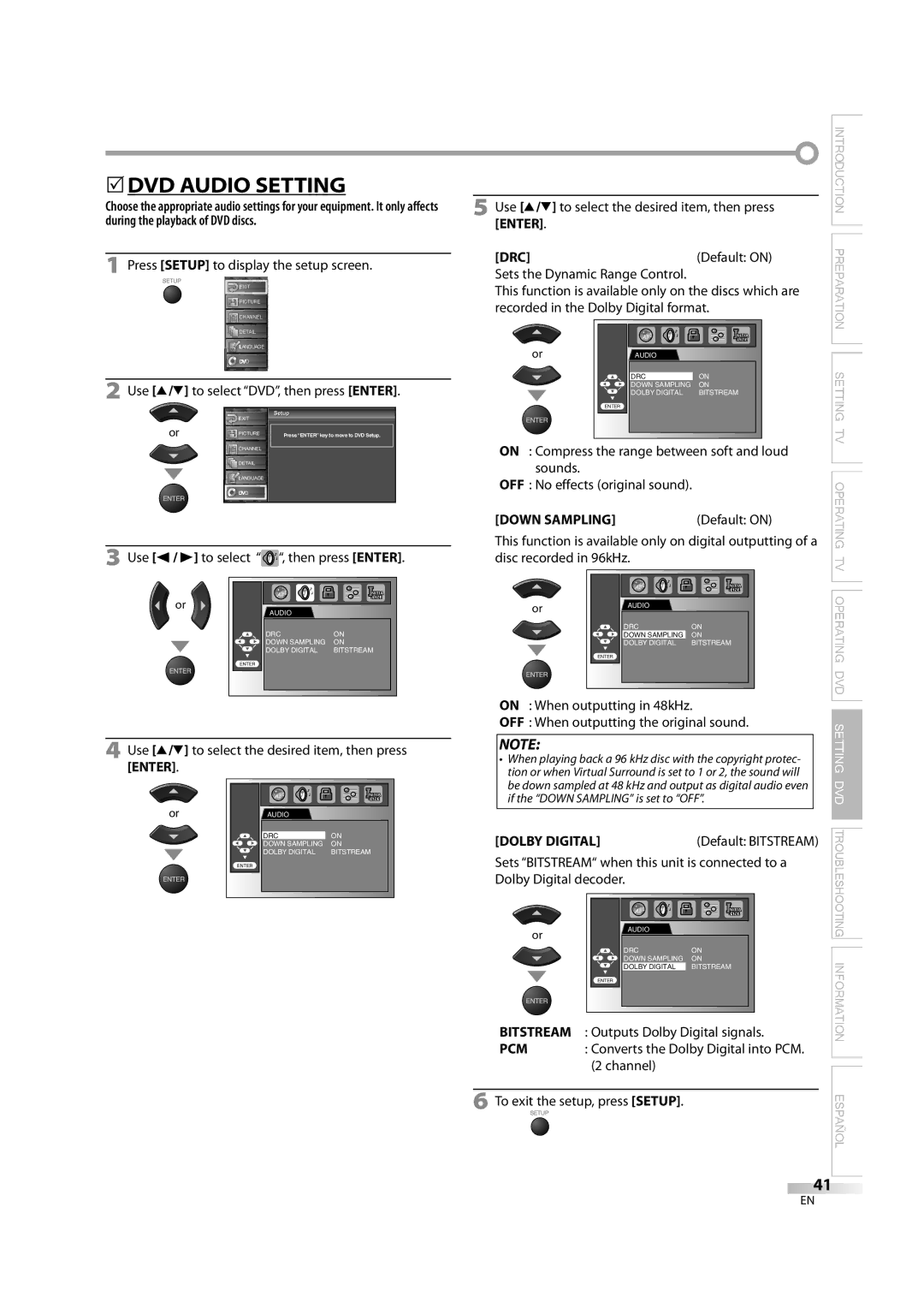 Sylvania 6626LDG owner manual 5DVD Audio Setting 