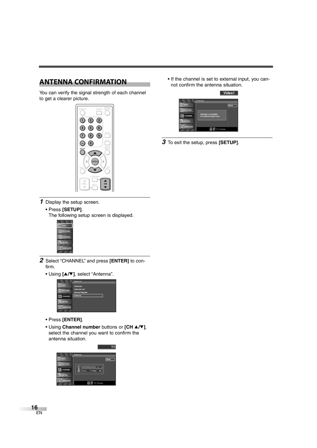 Sylvania 6626LG owner manual Antenna Confirmation 