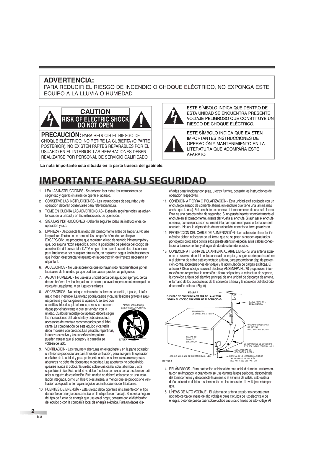 Sylvania 6626LG owner manual Importante Para SU Seguridad 