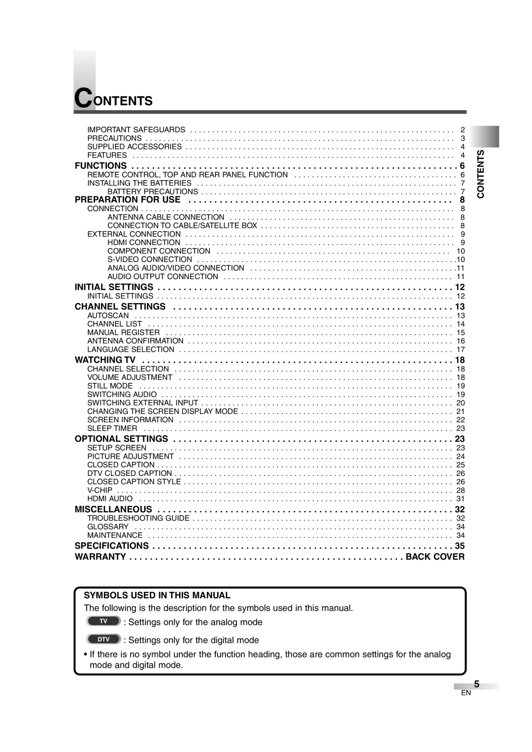 Sylvania 6626LG owner manual Contents 