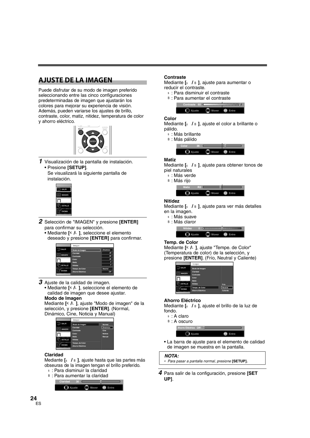 Sylvania 6626LG owner manual Ajuste DE LA Imagen 