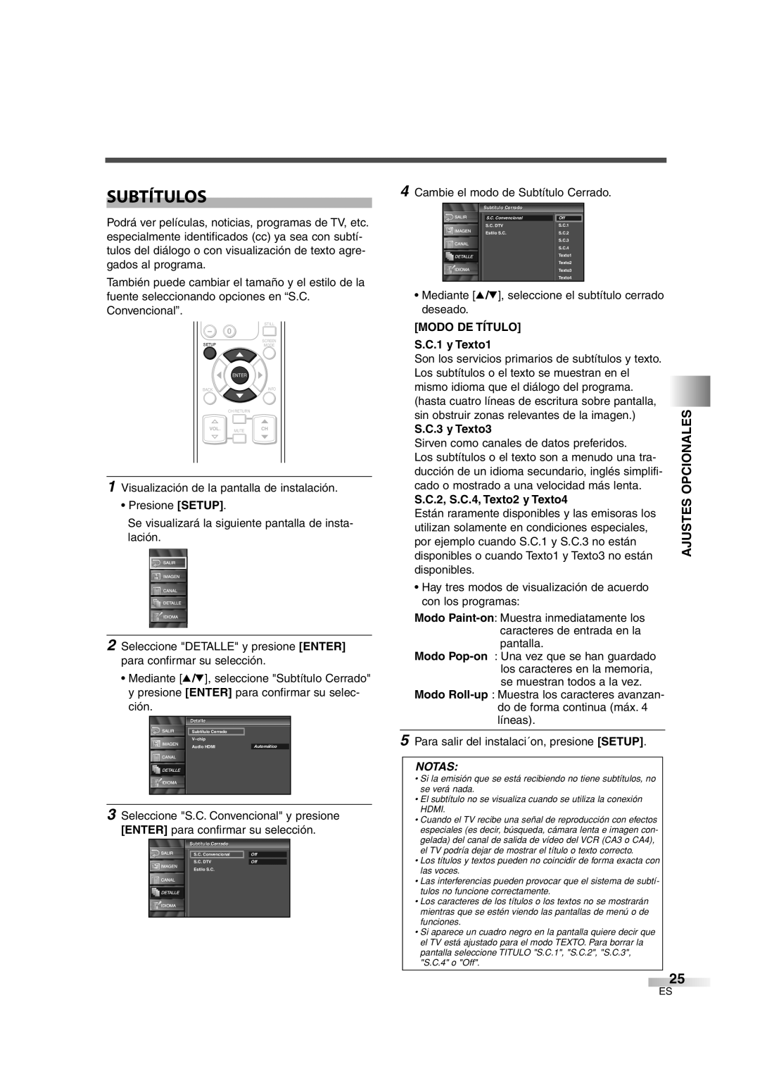 Sylvania 6626LG owner manual Subtítulos, Modo DE Título, y Texto1, y Texto3, 2, S.C.4, Texto2 y Texto4 