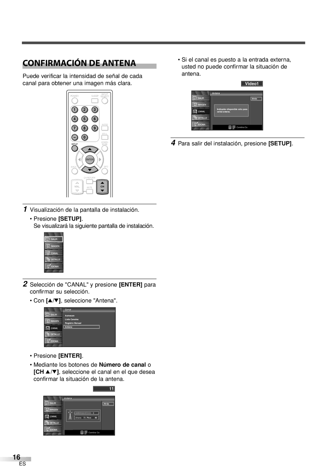 Sylvania 6632LCT owner manual Confirmación DE Antena 