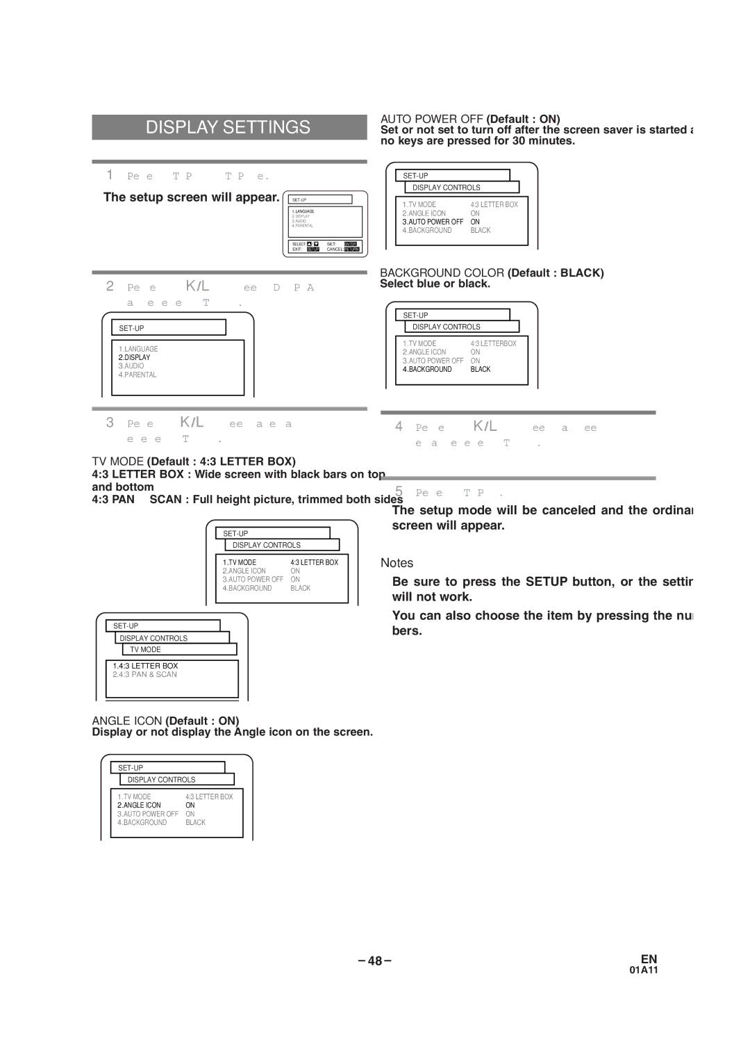 Sylvania 6719DC, 6727DC owner manual Display Settings, Auto Power OFF Default on 