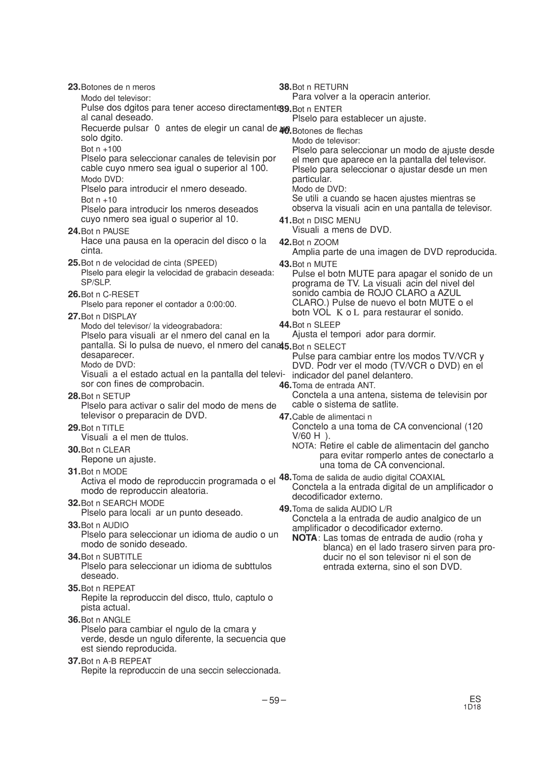 Sylvania 6719DC owner manual Púlselo para introducir el número deseado, Hace una pausa en la operación del disco o la cinta 