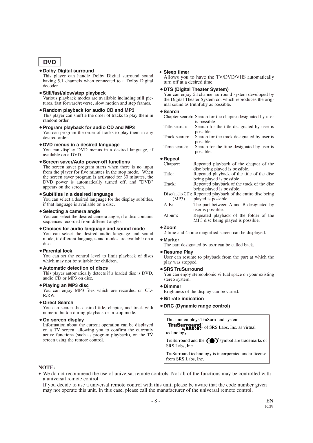 Sylvania 6719DC, 6727DC owner manual Dvd 