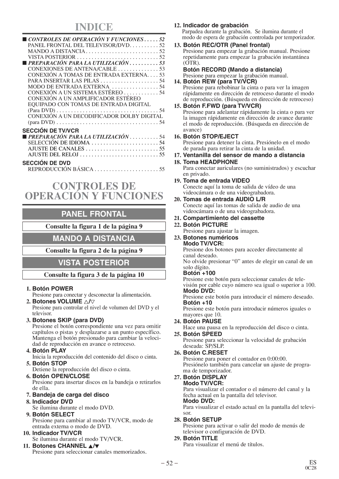 Sylvania 6719DE Controles DE Operación Y Funciones, Consulte la figura 1 de la página, Consulte la figura 2 de la página 