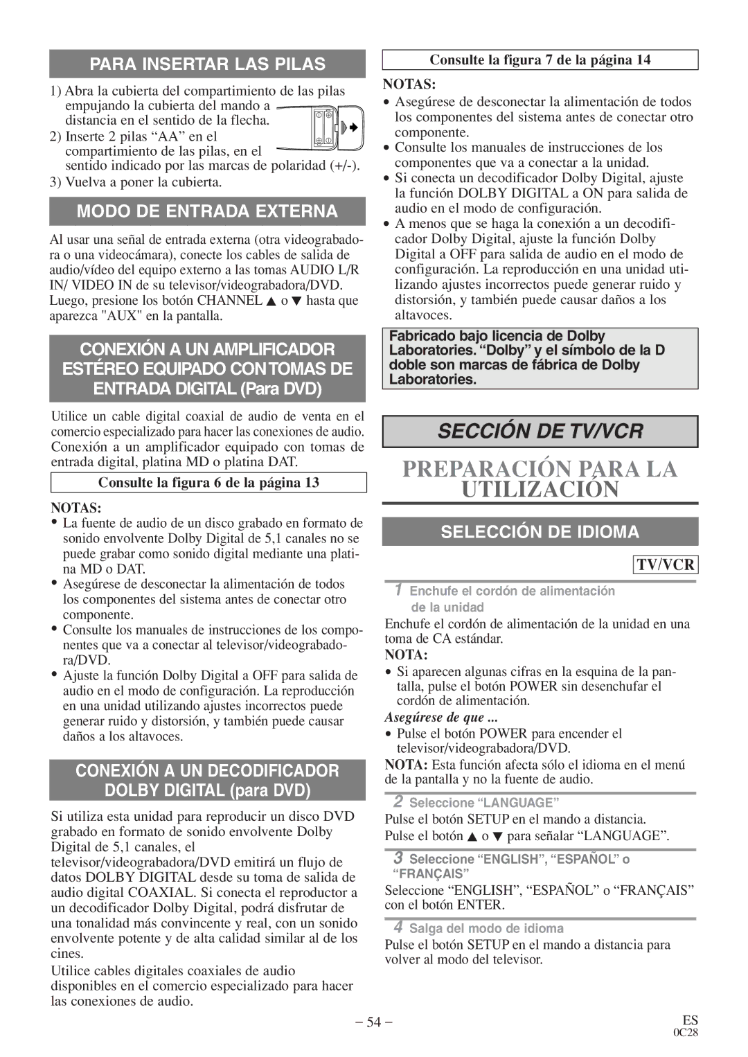 Sylvania 6719DE owner manual Consulte la figura 6 de la página, Notas, Consulte la figura 7 de la página 