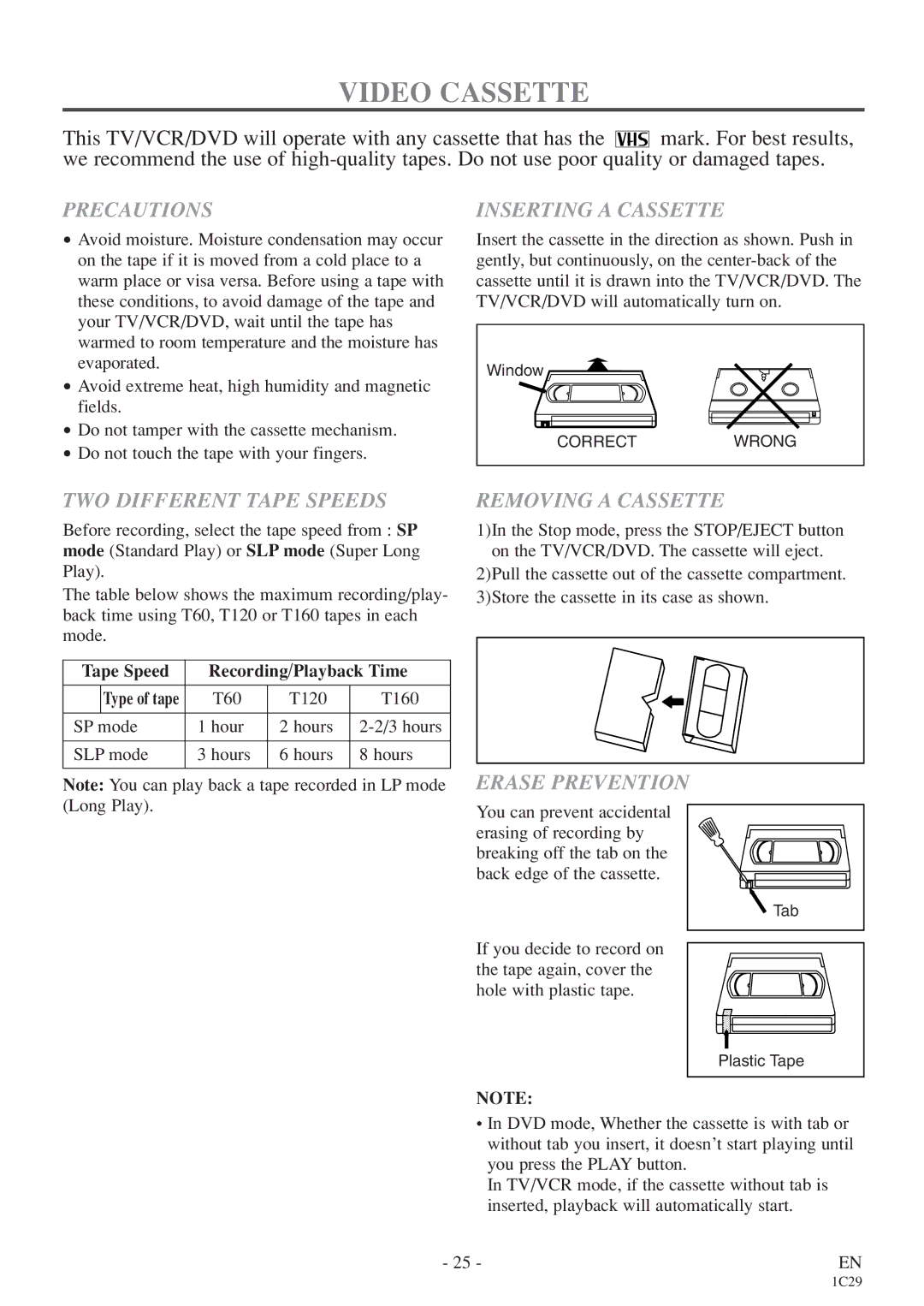 Sylvania 6719DES owner manual Video Cassette 