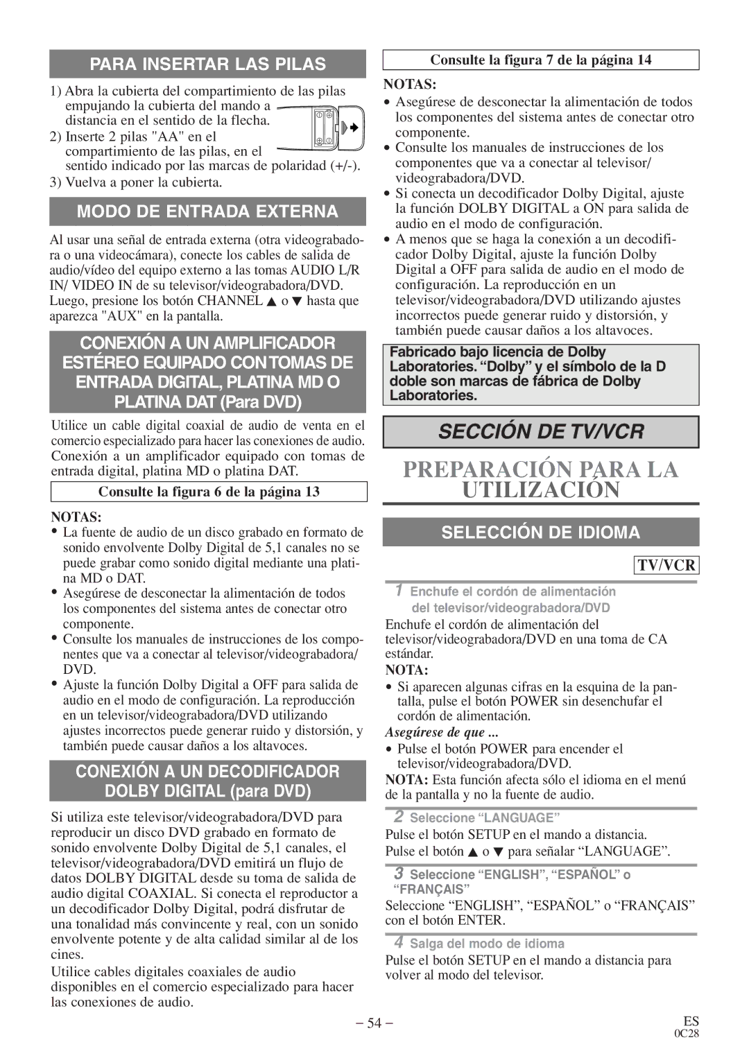 Sylvania 6719DES owner manual Consulte la figura 6 de la página, Notas, Consulte la figura 7 de la página 