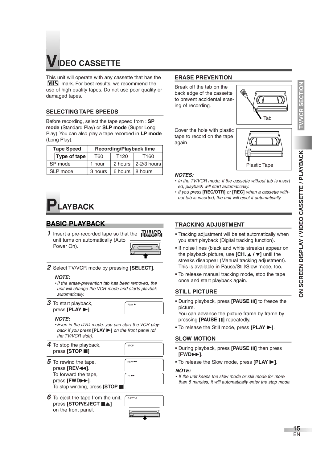 Sylvania 6719DG owner manual Video Cassette, Basic Playback 