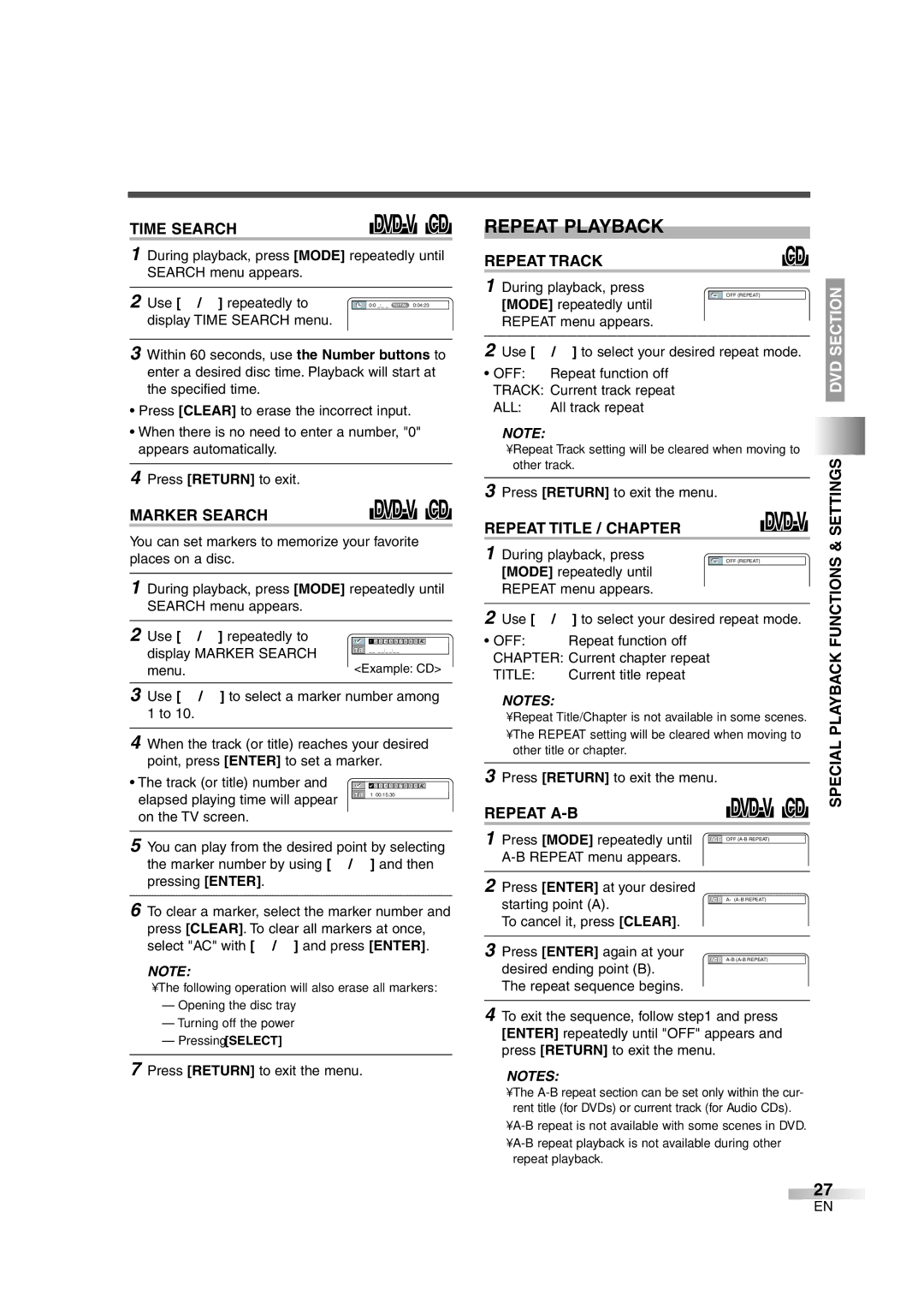 Sylvania 6719DG owner manual Repeat Playback 