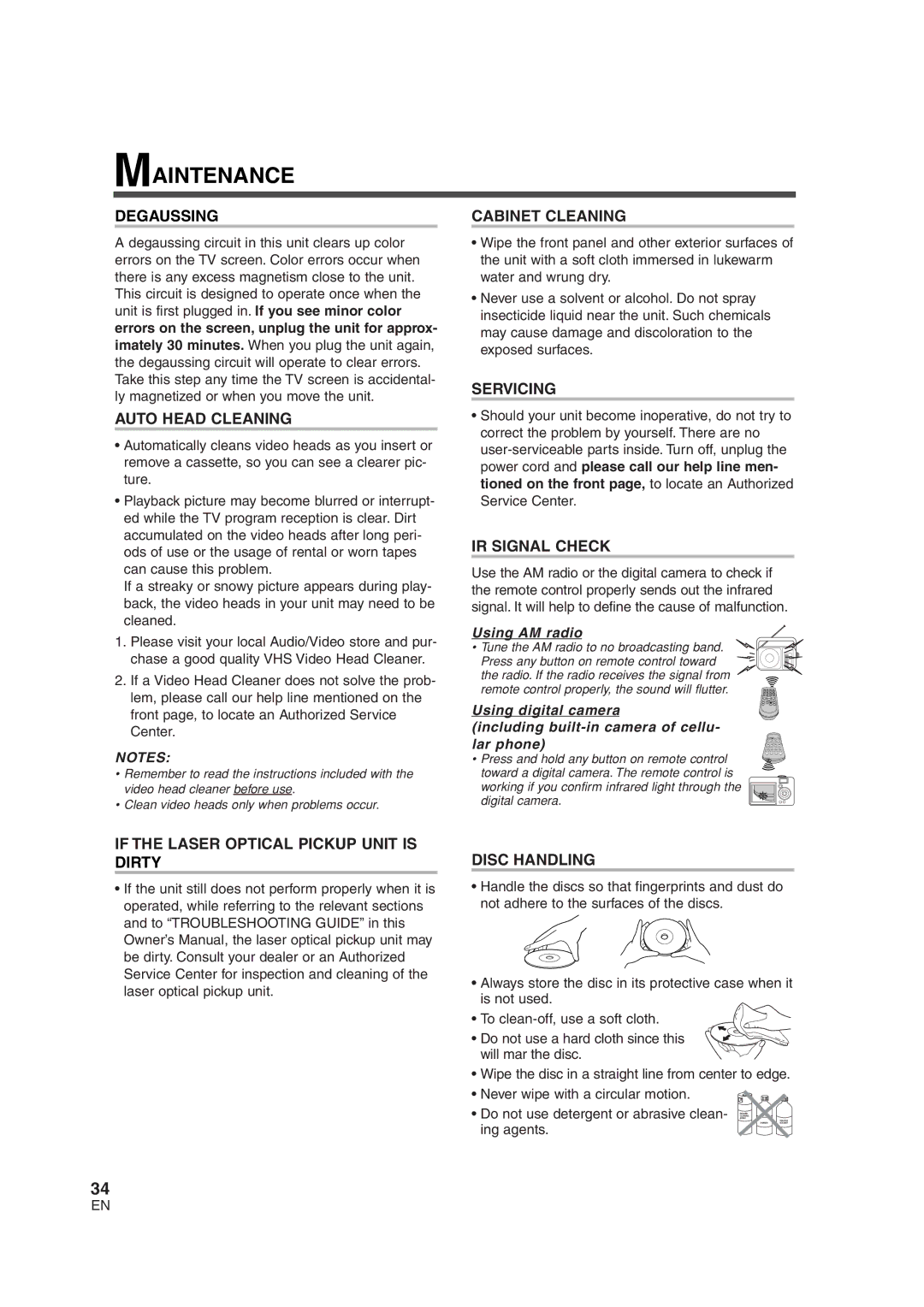 Sylvania 6719DG owner manual Maintenance 