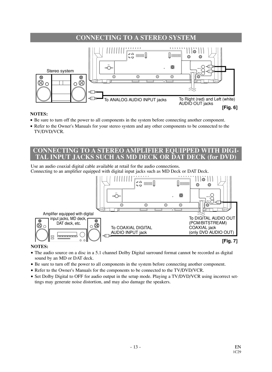 Sylvania 6720FDD owner manual Connecting to a Stereo System 