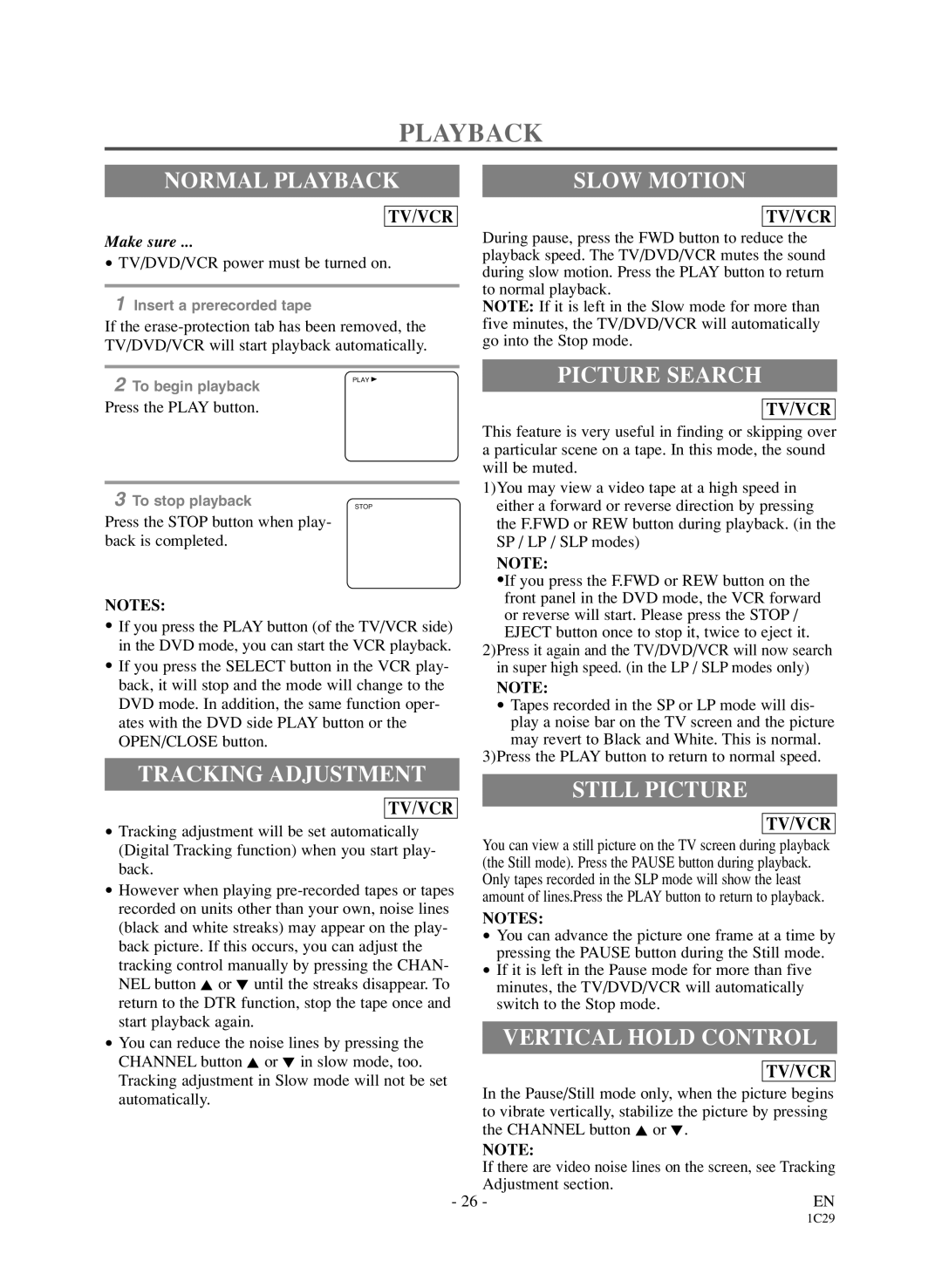 Sylvania 6720FDD owner manual Playback 