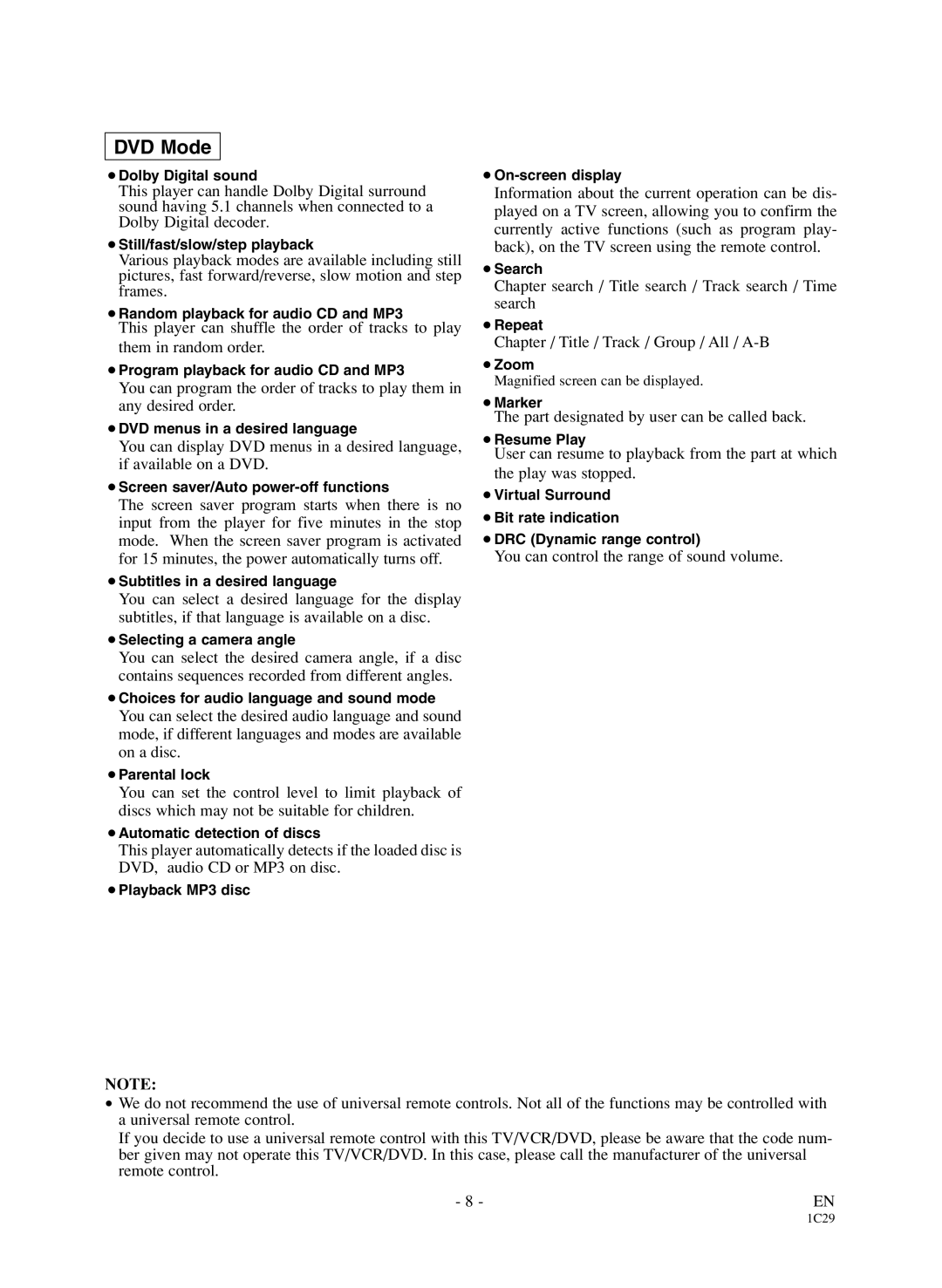 Sylvania 6720FDD Chapter search / Title search / Track search / Time search, Chapter / Title / Track / Group / All / A-B 