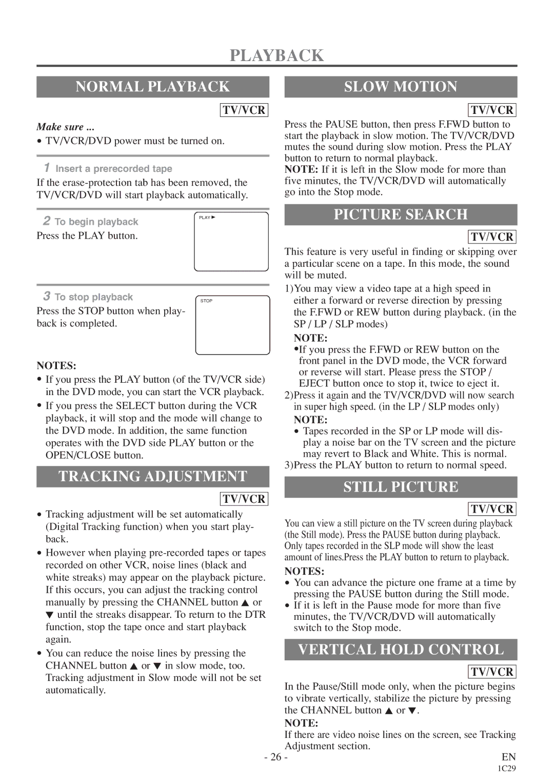 Sylvania 6720FDE owner manual Playback 