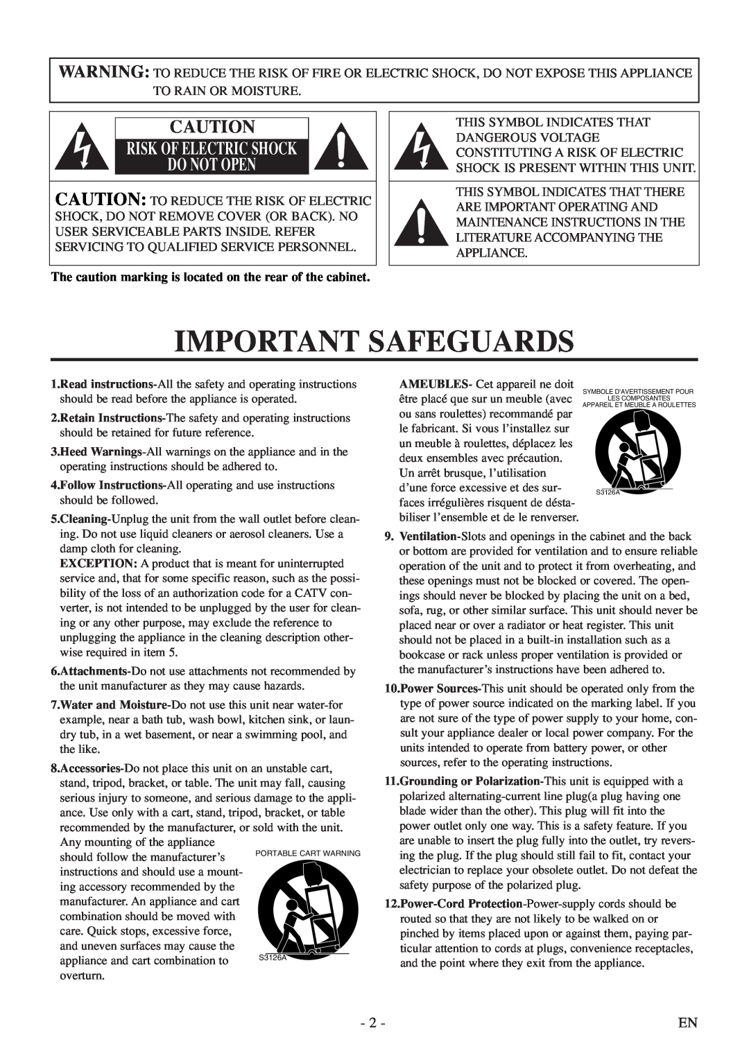 Sylvania 6724FDF owner manual Risk Of Electric Shock Do Not Open, Important Safeguards 