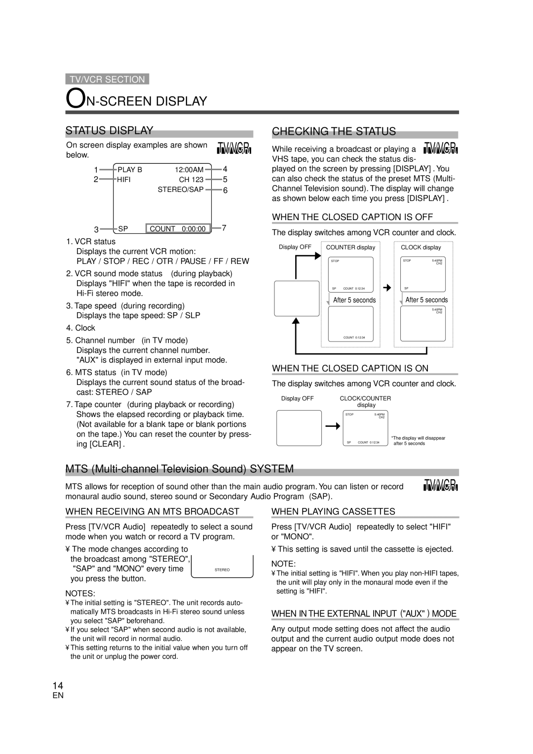 Sylvania 6724FDG owner manual ON-SCREEN Display, Status Display, Checking the Status 