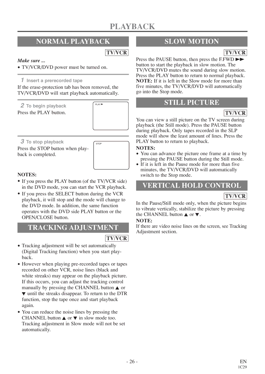 Sylvania 6727DE owner manual Playback 