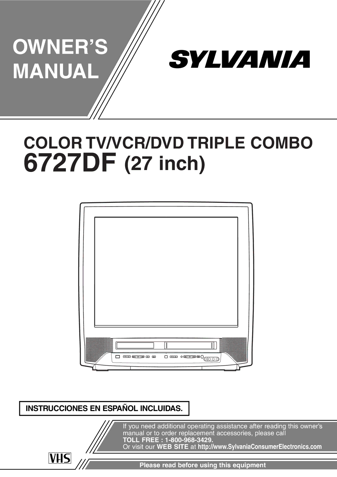 Sylvania 6727DF owner manual OWNER’S Manual 