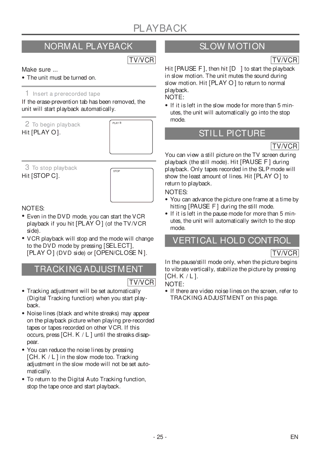 Sylvania 6727DF owner manual Playback 