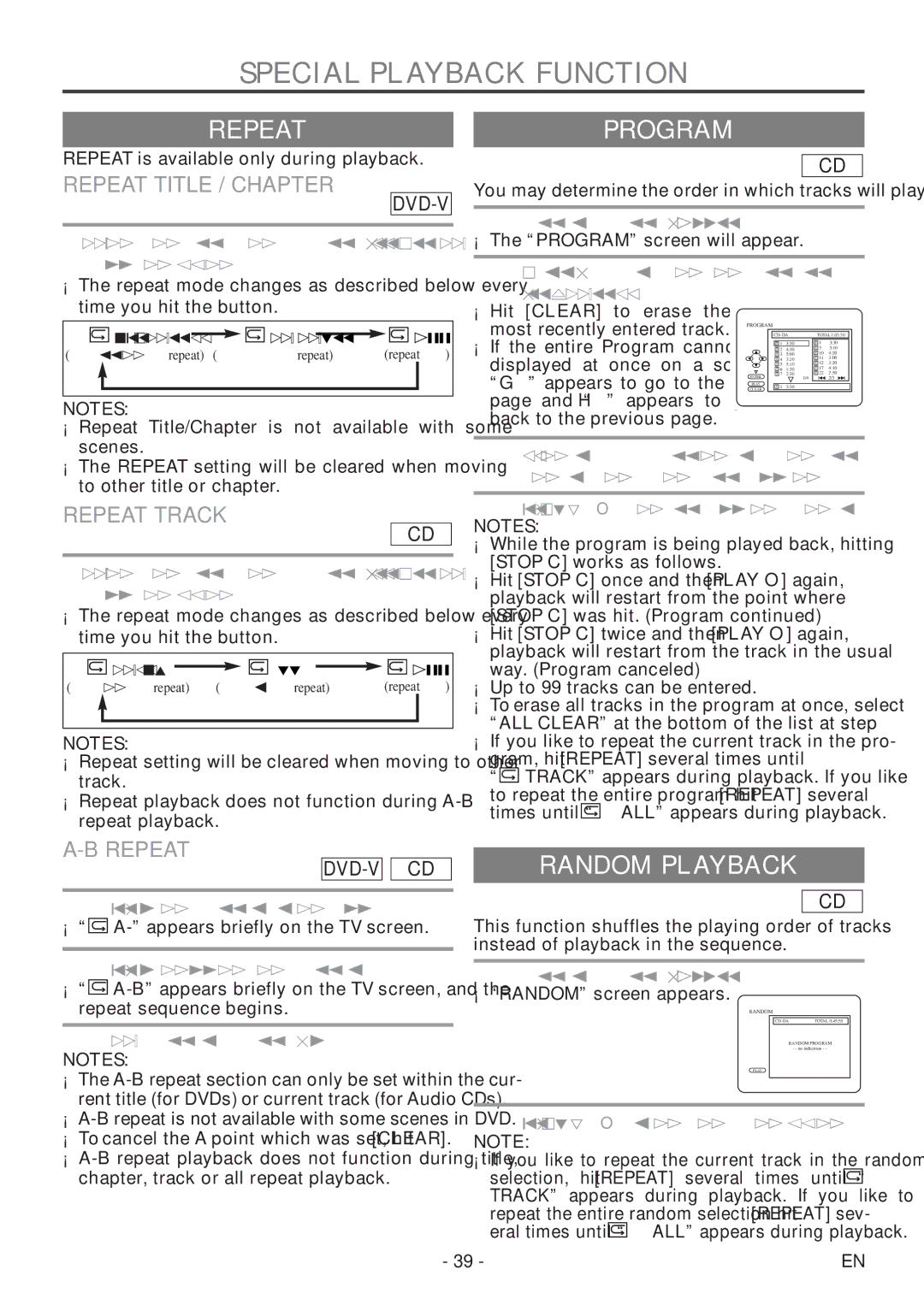 Sylvania 6727DF owner manual Special Playback Function, Repeatprogram, Random Playback 