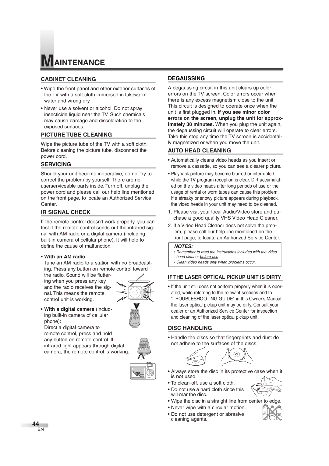 Sylvania 6727DG owner manual Maintenance 