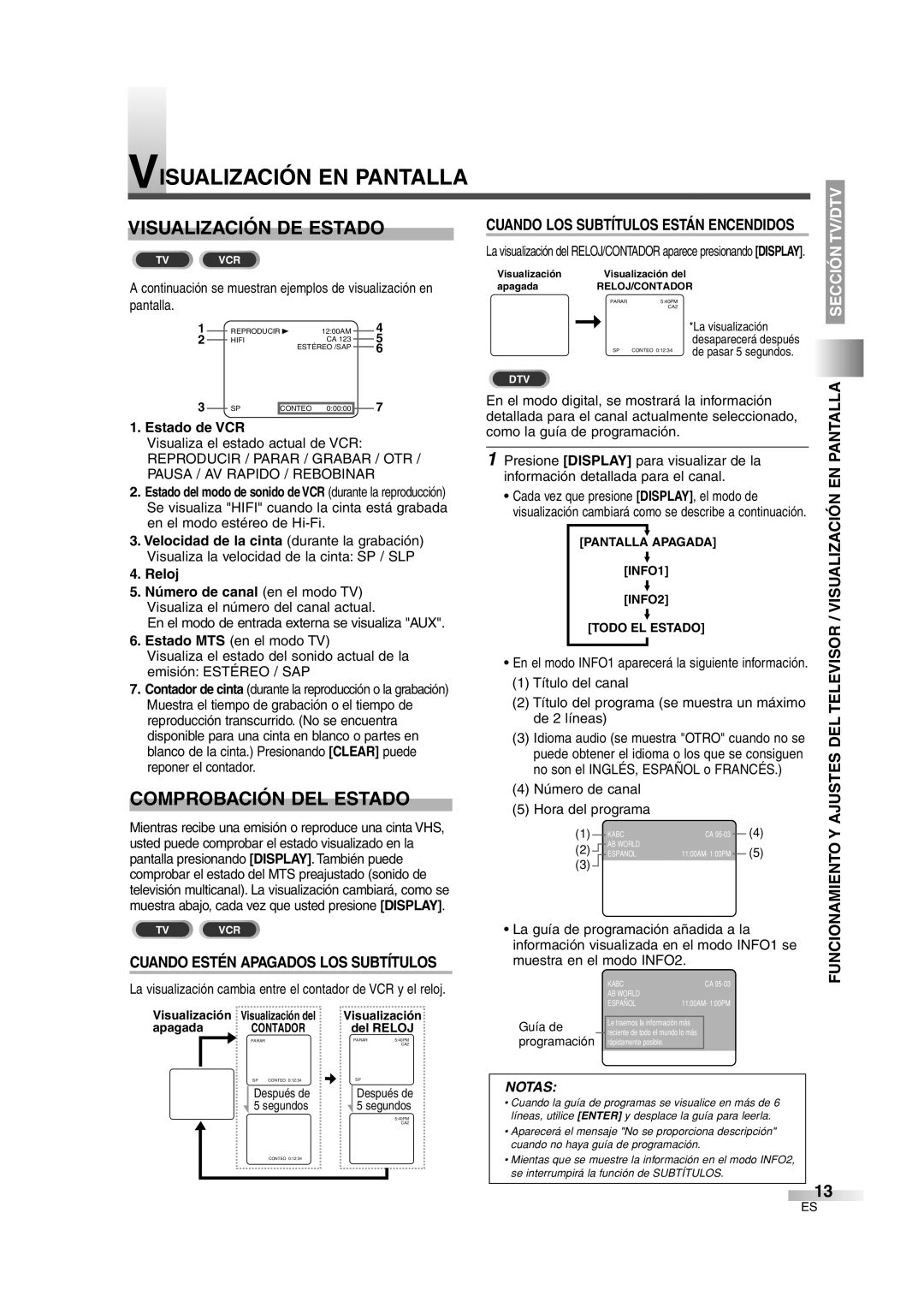 Sylvania 6727DG owner manual Visualización EN Pantalla, Visualización DE Estado, Comprobación DEL Estado 