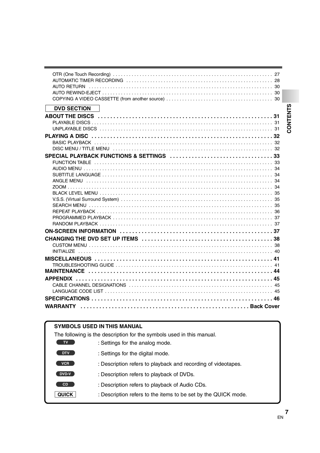 Sylvania 6727DG DVD Section, Special Playback Functions & Settings, ON-SCREEN Information Changing the DVD SET UP Items 