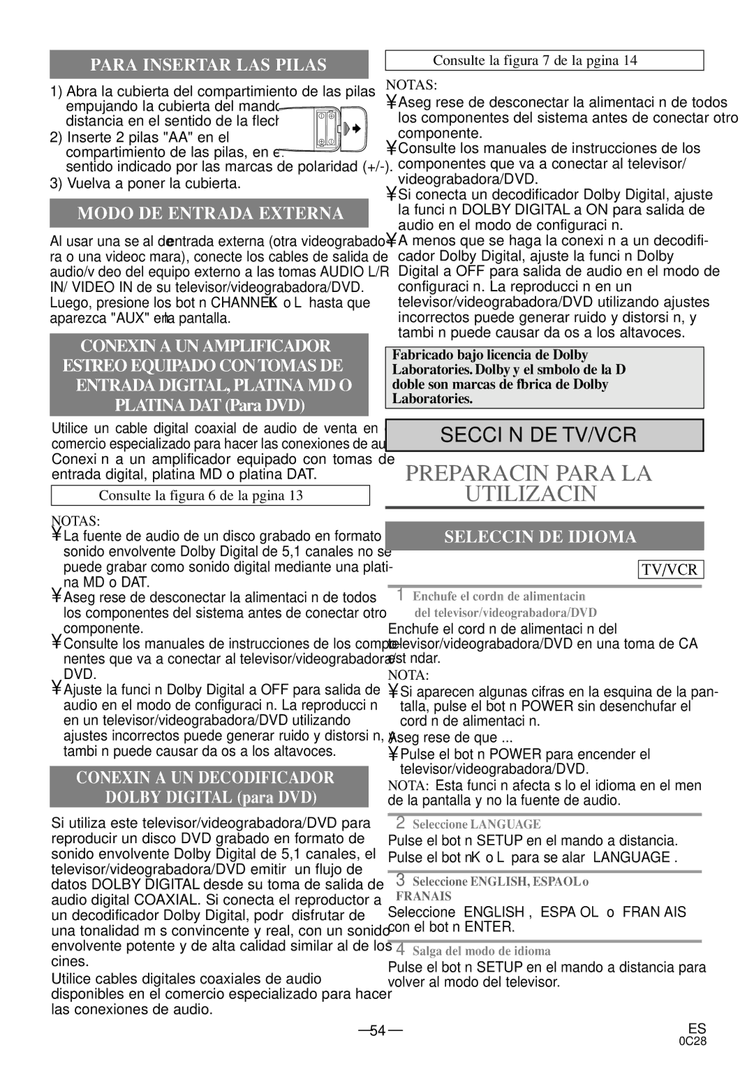 Sylvania 6727FDE owner manual Consulte la figura 6 de la página, Notas, Consulte la figura 7 de la página 