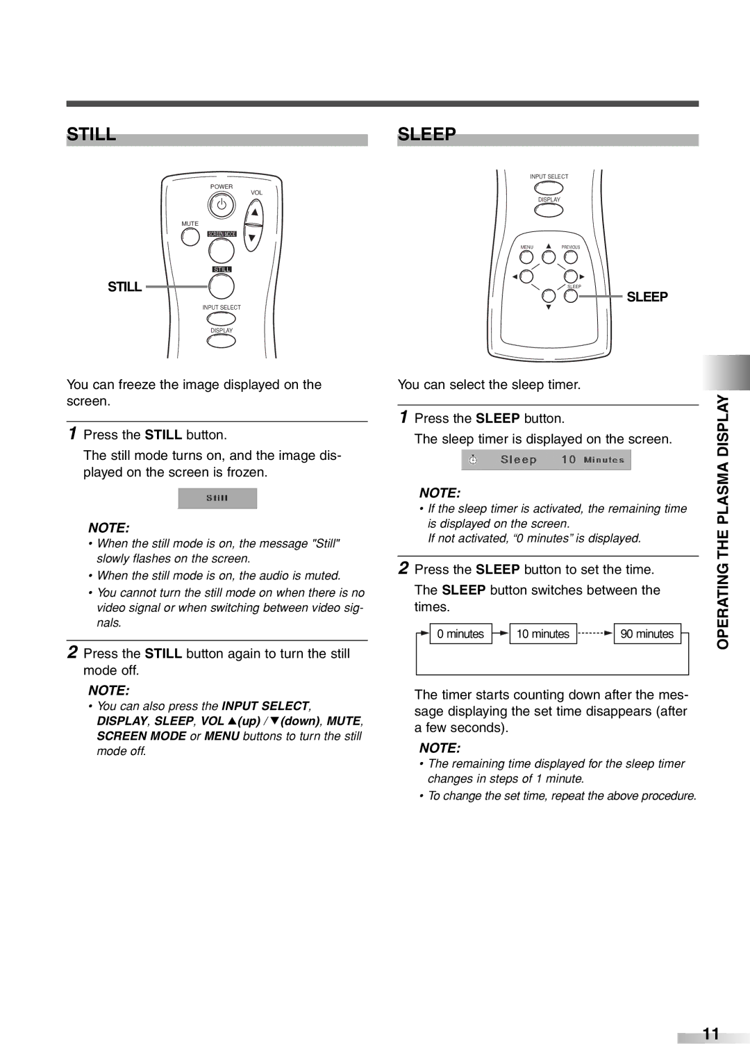 Sylvania 6842PF M owner manual Still Sleep, Plasma Display 