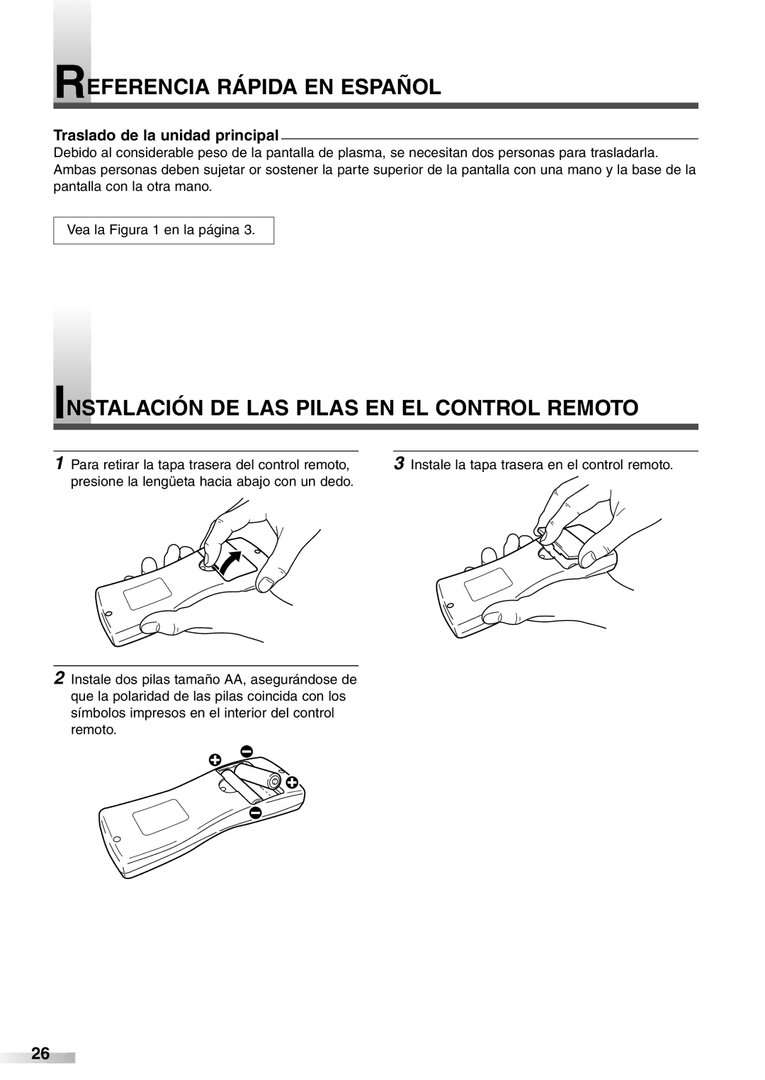 Sylvania 6842PF M owner manual Referencia Rápida EN Español, Instalación DE LAS Pilas EN EL Control Remoto 