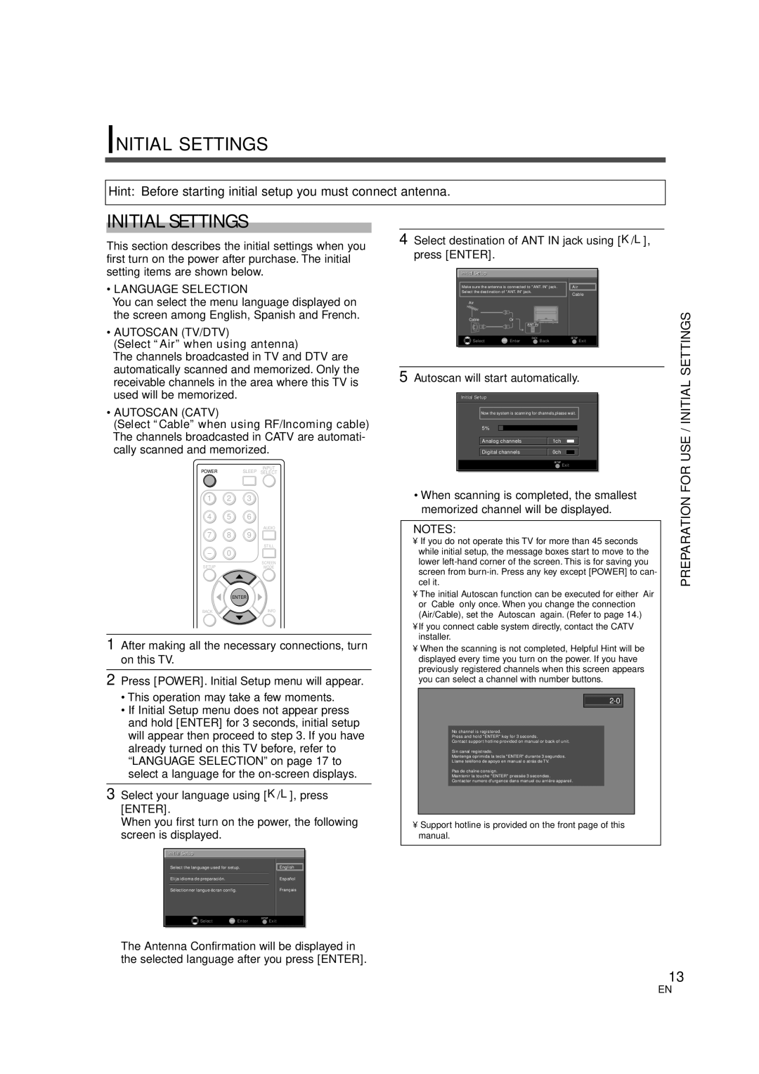 Sylvania 6842THG owner manual For USE / Initial Settings, Preparation 