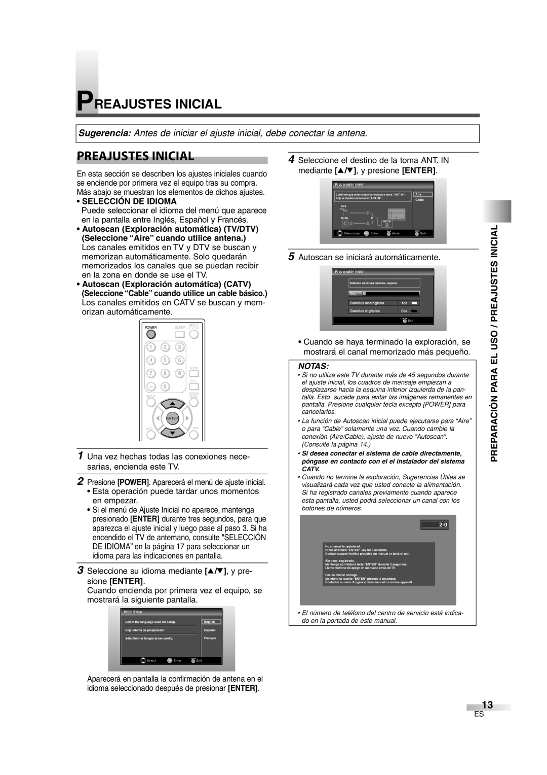 Sylvania 6842THG owner manual Preajustes Inicial, Preparación Para EL USO, Selección DE Idioma 