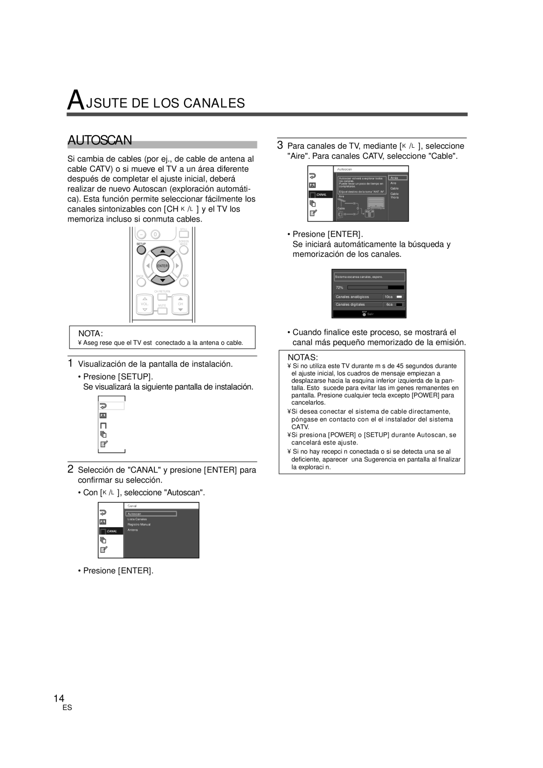 Sylvania 6842THG Ajsute DE LOS Canales Autoscan, Presione Enter, 72% Canales analógicos 10ca Canales digitales 6ca, Canall 