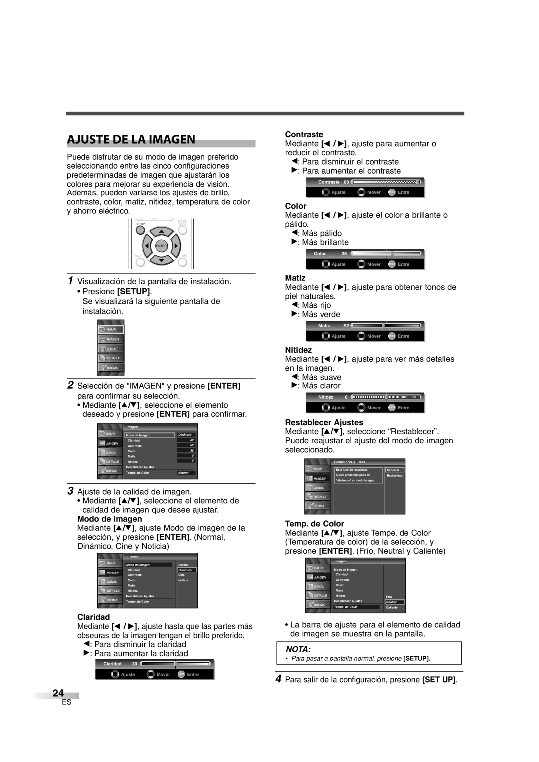 Sylvania 6842THG owner manual Ajuste DE LA Imagen 