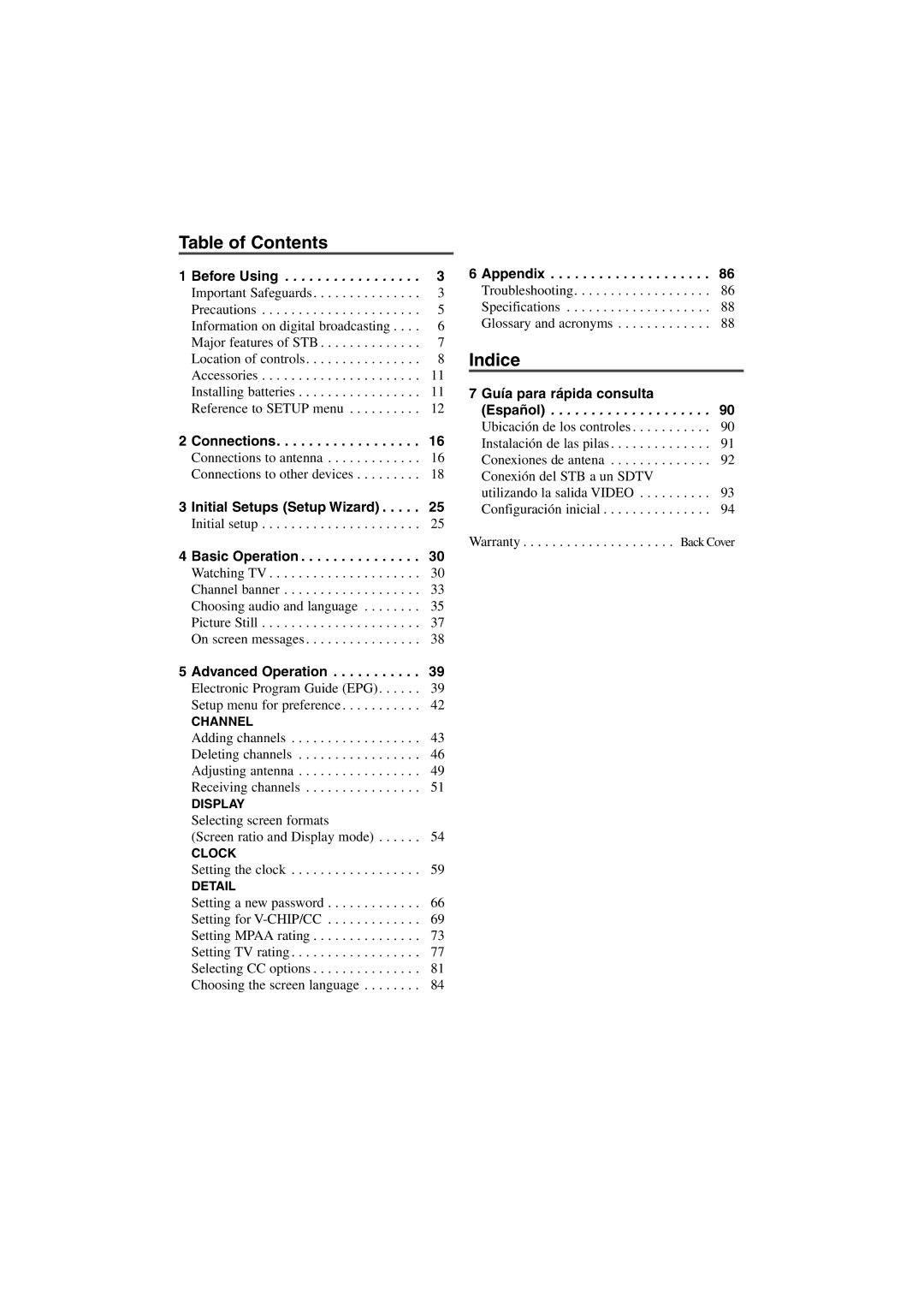 Sylvania 6900DTD owner manual Table of Contents 