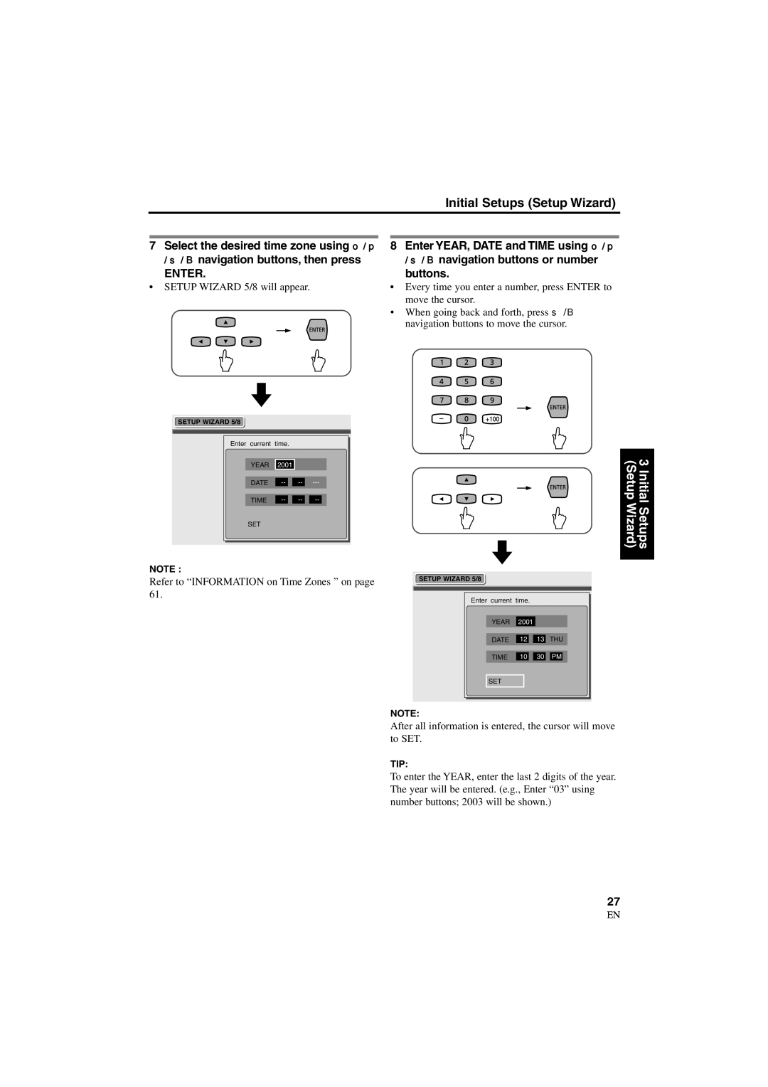 Sylvania 6900DTD owner manual Setup Wizard 5/8 will appear, Refer to Information on Time Zones on 